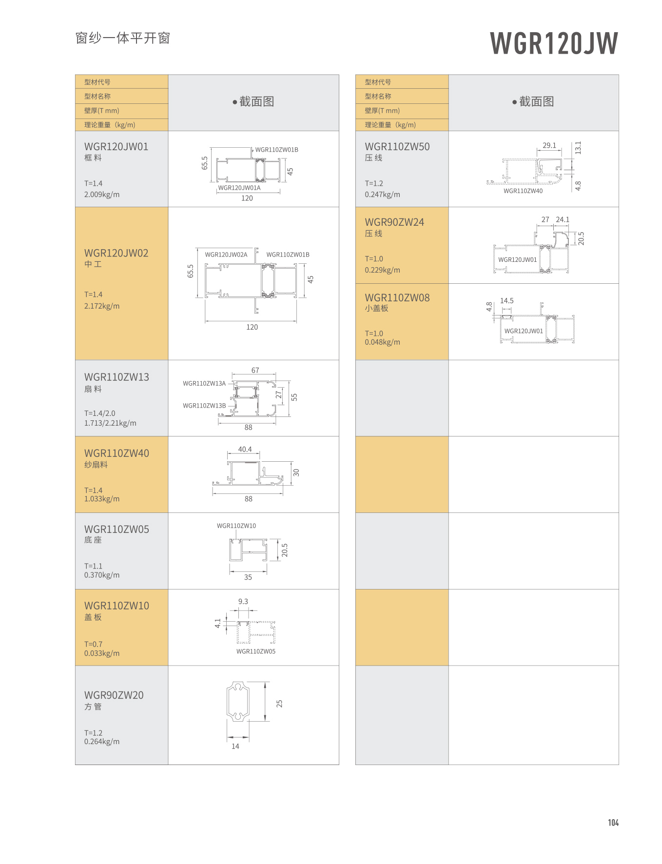 WGR90/140窗纱一体平开窗